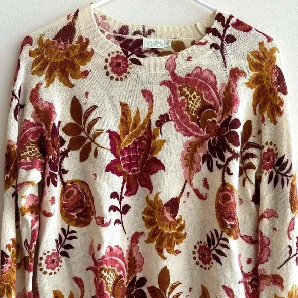 Spartina 449 Fall Floral Crewneck Sweater, Size Medium - Picture 1 of 16